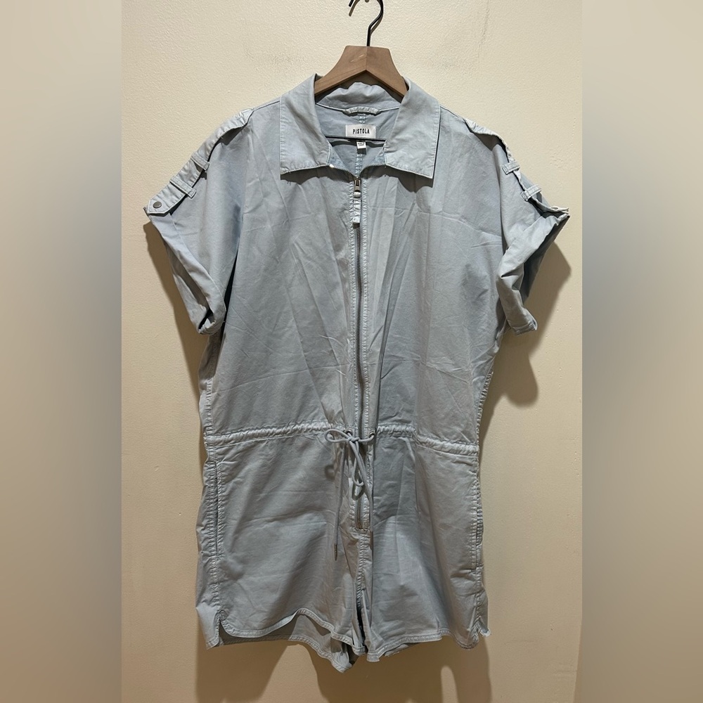 Pistola Meg Shorts Romper Jumpsuit in Sky Light Blue - Women’s Size XL
